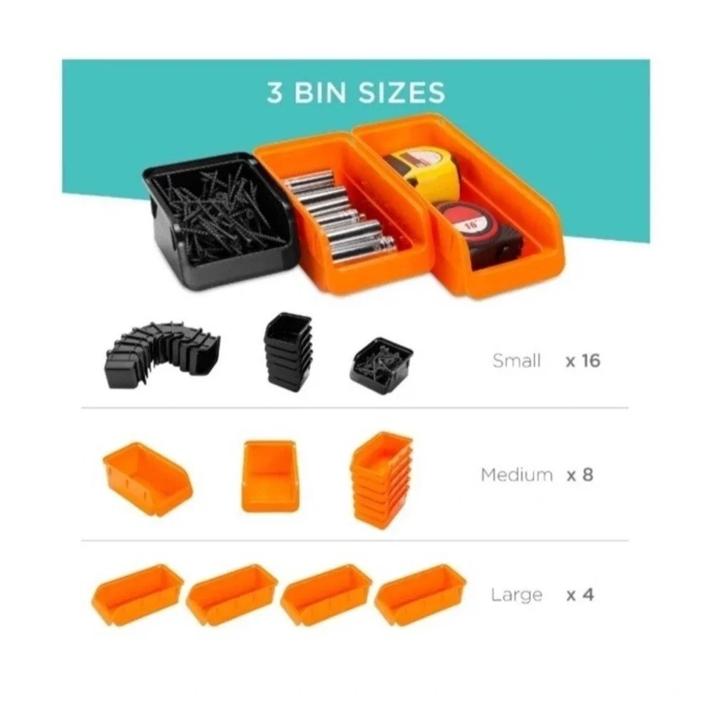Wall Mounted Storage Bins Parts Rack 30 Bin Organizer Garage Plastic Shop‎ Tool